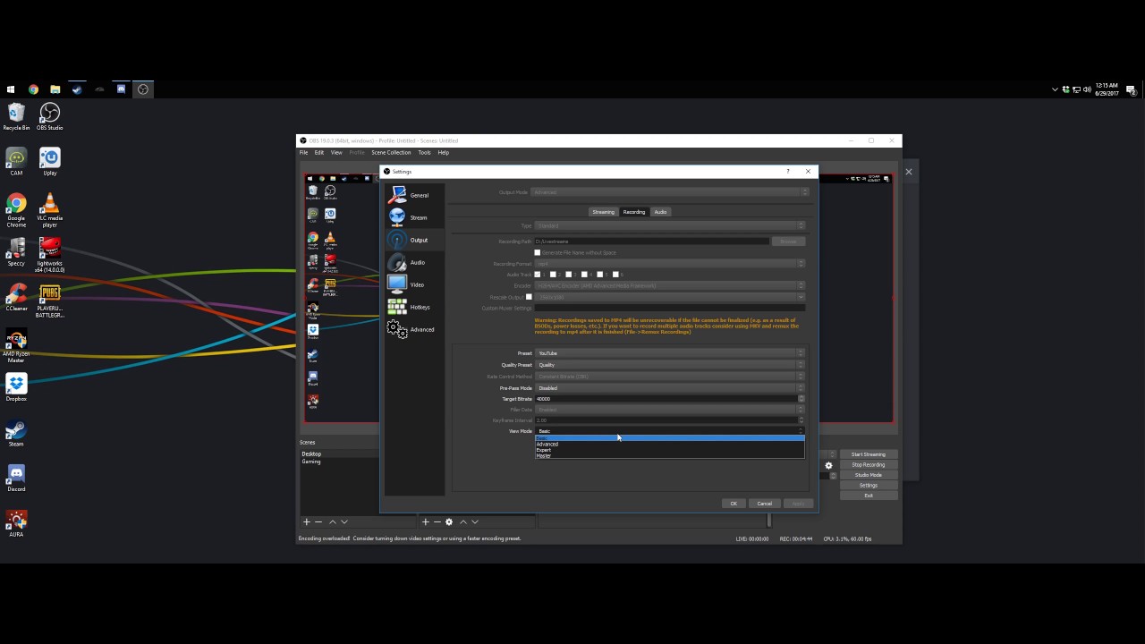 Obs Recording Settings 1080p 60fps 2017 Youtube