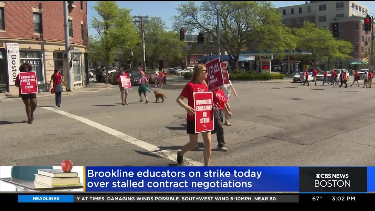 Brookline Educators On Strike Over Stalled Contract Negotiations - YouTube