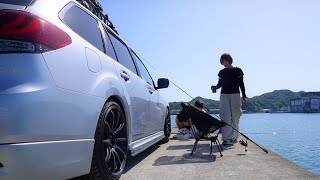 【車中泊旅】車中泊仕様にDIYしたレガシィで釣りと旅をする夫婦の1日