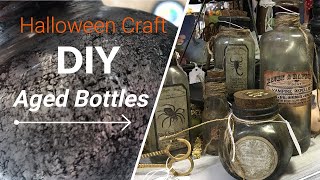 DIY Halloween Aged Apothecary Bottles