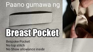 Paano gumawa ng Breast Pocket ng Coat. How to make breast pocket for coat