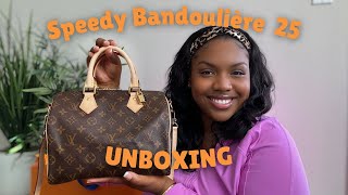 UNBOXING!! Louis Vuitton Speedy Bandouliere 25 | Luxury Handbag Unboxing + Bag Organizer