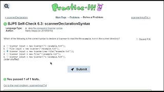 Java Practice It || 6.3 scannerDeclarationSyntax || file processing, scanner, syntax