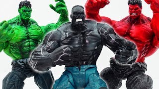 Power Rangers & Marvel Avengers Toys Pretend Play | Grey Hulk vs Hulk vs Red Hulk Smash Toy Collect
