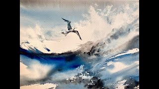 How To Paint A Beautiful Loose Watercolour Seascape, how to lift out sea spray wet in wet watercolor