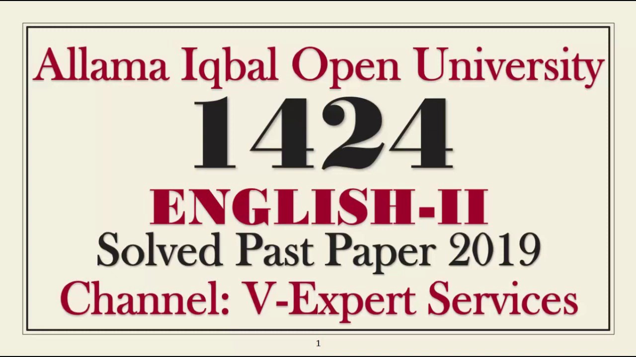 1424-Compulsory English-II Solved Past Paper 2019 | Part 1 - YouTube