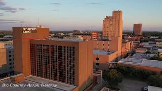 Abilene Texas Downtown building Drone aerials evening Royalty Free