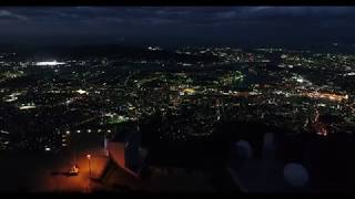 [4Kドローン空撮]皿倉山の夕焼けと夜景