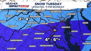 DMV Morning Forecast for February 11 | Several inches of snow possible in DMV Tuesday