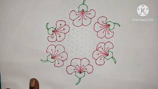 17×9 Beautiful hibiscus 🌺🌺 sankranthi rangoli #trending #viral #easy #beatifulrangoli