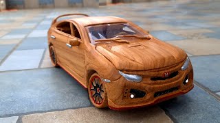 Wood Carving - Honda Civic Type R 2020 ( video 4k )  Woodworking Art DIY