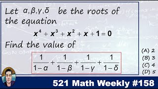 math 521 #158: Three different ways to a question (Vieta's formula and Calculus, etc)