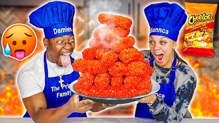 GIANT FLAMIN' HOT CHEETOS MOZZARELLA STICKS | COOKING WITH THE PRINCE FAMILY