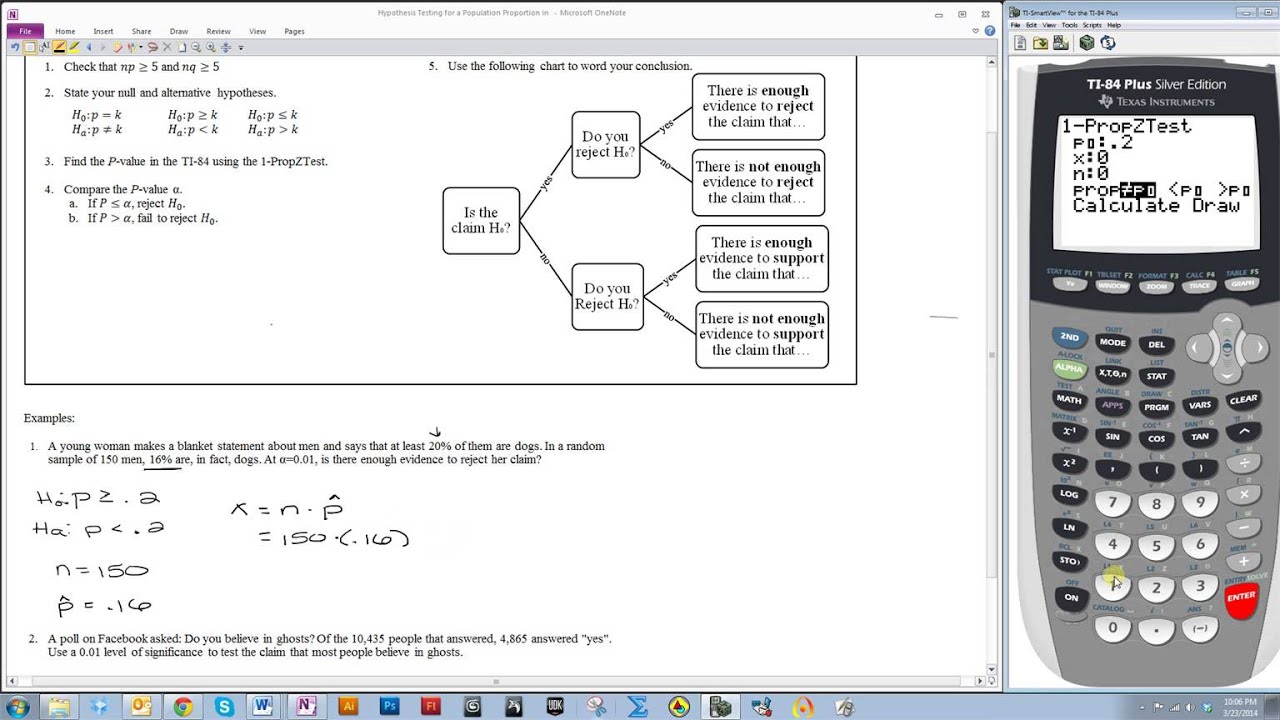 Hypothesis Testing For A Population Proportion In The Ti 84 1