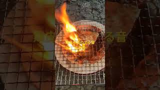 風が強いにも関わらず七輪で炭火焼きをして鶏皮の脂のしたたり具合いと火加減が強くなる感じを満喫してる人 #炭火焼き #炭火 #七輪 #強風 #木炭 #鶏肉 #鶏肉料理 #じゅわじゅわ #火 #炎 #火炎