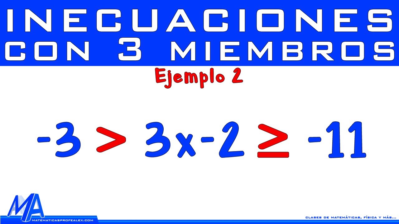 Solución De Inecuaciones Lineales Con 3 Miembros | Ejemplo 2 - YouTube