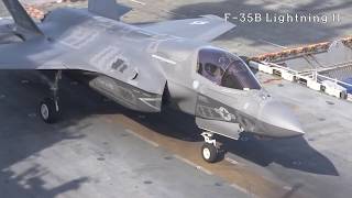 올해 한미연합 상륙훈련에 첫 참가한 와스프 상륙함에서의 F-35B 단거리 이륙 영상