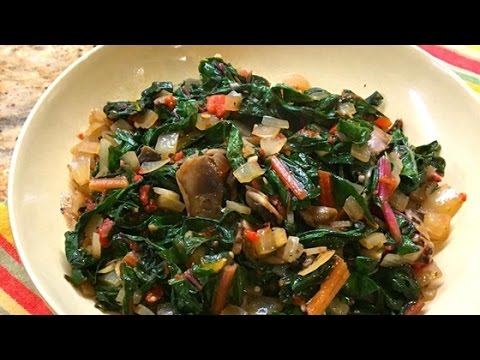 Baked Swiss Chard with Mushrooms and Roasted Red Peppers Recipe