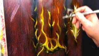 Learn To Airbrush Wood - Learn To Paint Fire and Cracks - Free Airbrushes