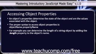 JavaScript Training Tutorial Accessing Object Properties
