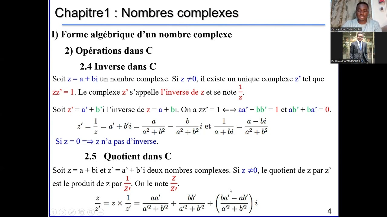 Maths TleD, Chapitre 1, Nombres Complexes, Forme Algébrique - YouTube