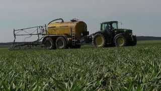 Güllefahren mit JohnDeere 6420 \u0026 6930 | Biogasanlage Pollenfeld | HD