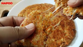 Healthy breakfast with 3 ingredients (CARROT, OATS, CHEESE) easy, fast, without oven, without flour