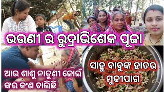 ଭଉଣୀର ରୁଦ୍ରାଭିଶେକ ପୂଜା//ମନ୍ଦିରରେ ଆଈଶାଶୁ ନାତୁଣୀ ଜୋଇଁ କ'ଣ କରୁଛନ୍ତି//ସାହୁ ବାବୁଙ୍କ ହାତର ମୁଢୀପାଗ 🤤🤤