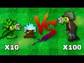 PvZ Hybrid Challenge - 10 Plants Zombie Gatling Vs 100 Random Zombies, Who will win?