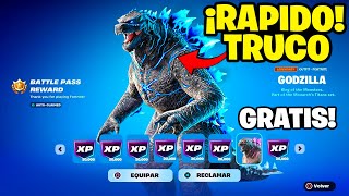 *TRUCO* Como CONSEGUIR la SKIN de GODZILLA MUY RAPIDO en FORTNITE! 🎁🔥 CONSIGUE 24 NIVELES!