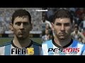 FIFA 15 vs PES 2015 ARGENTINA (National Team) Face Comparison (Messi, Tevez, Aguero)