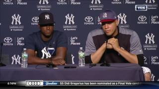 Dellin Betances and Luis Severino on Aaron Judge and Gary Sanchez in the 2017 HR Derby