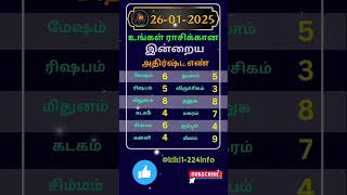 உங்கள் ராசிக்கான இன்றைய அதிர்ஷ்ட எண்//26-01-2025//தை 13 #shorts #astrology #horoscope #numerology