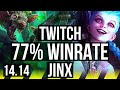 TWITCH & Yuumi vs JINX & Braum (ADC) | 77% winrate, 13/1/2, Legendary | EUW Master | 14.14