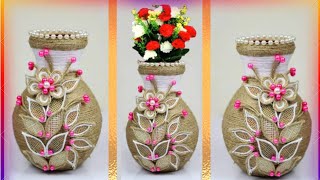 Plastic Bottle Flower Vase Making |Jute craft ideas | DIY - Flower Vase | Best Out of Waste |