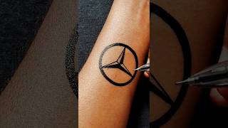 Mercedes Benz Logo Tattoo on Wrist | Black Gel Pen Art....#tattoo #temporarytattoo #art #mercedes