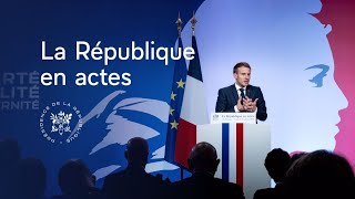 La République en actes : discours et conférence de presse du Président depuis Les Mureaux.