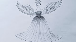 how to draw angel easy /Rani pari drawing