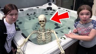 SKELETON IN OUR HOT TUB!