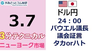 ドル/円見通し 「24：00 パウエル議長 議会証言 、タカorハト」見通しズバリ！3分テクニカル分析 ニューヨーク市場の見通し　2023年3月7日