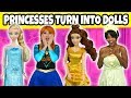 DISNEY PRINCESSES TURN INTO DOLLS (Elsa, Anna, Tiana and Belle are Under a Spell) Totally TV