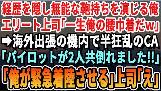 経歴を隠して無能な鞄持ちを演じていた俺。海外での商談に向かう途中、パイロットが倒れる大ピンチに。俺が操縦を引き受けたが、その後の展開に誰もが驚いた。