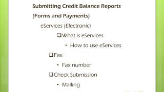 Credit Balance - Submitting the Quarterly Report