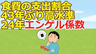 【2ch】食費の支出割合43年ぶり高水準　24年エンゲル係数  [少考さん★]【ゆっくり】