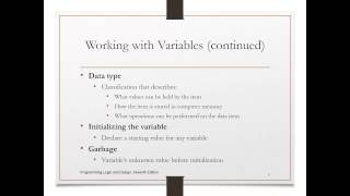 Variables in Programming - CST 170