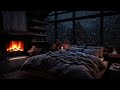 Relaxing winter ambience in cozy bedroom | Fireplace crackling for sleep, winter wonderland, ASMR