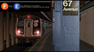 OpenBVE (F) Coney Island To Jamaica-179th Street Via 53rd Street/Queens Blvd Local (R160B NYS Wrap)