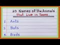 Name Animals that live on trees | 10 Animals | 20 Animals that live on the trees in English