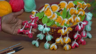 फूलों वाली बेहद आसान तोरन #Beautiful and Easy toran design #knitting doorhanging #Crochet handwork