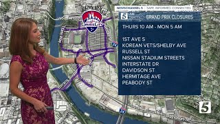 Road closures for Big Machine Music City Grand Prix